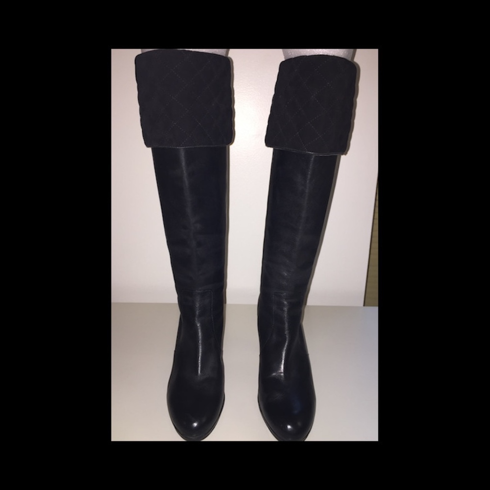 Ralph Lauren leather cuffed knee high boots